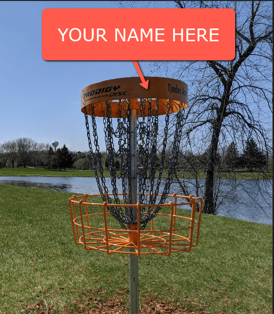 orange disc golf basket